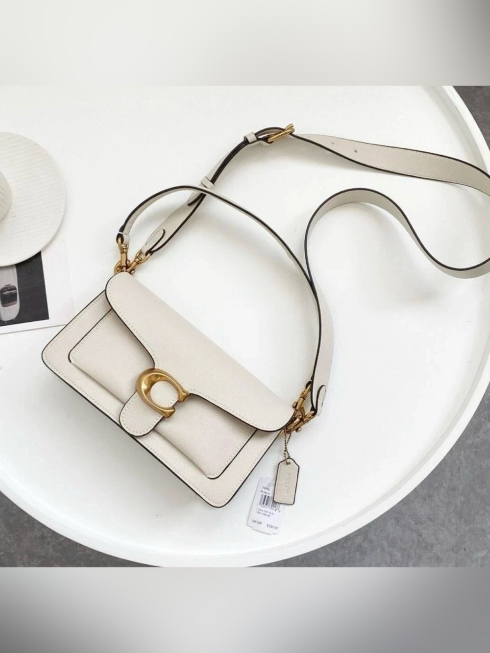 COACH 73995 Crossbody TABBY SHOULDER BAG 26 Handbag 2WAY Chalk White Leather - Picture 13 of 13